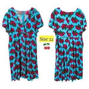 Betsey Johnson x Torrid Cherry Print Fit & Flare Midi Dress 2X